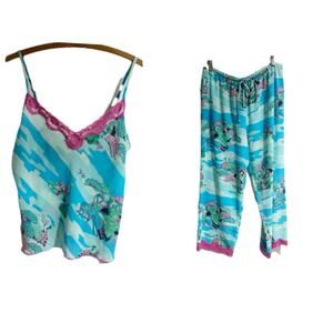 Josie Women Medium Two Piece Blue Pajama Set